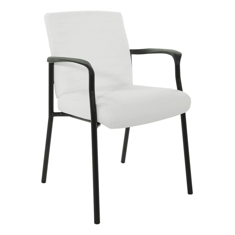 Guest Chair in Faux Leather and Black Frame - White