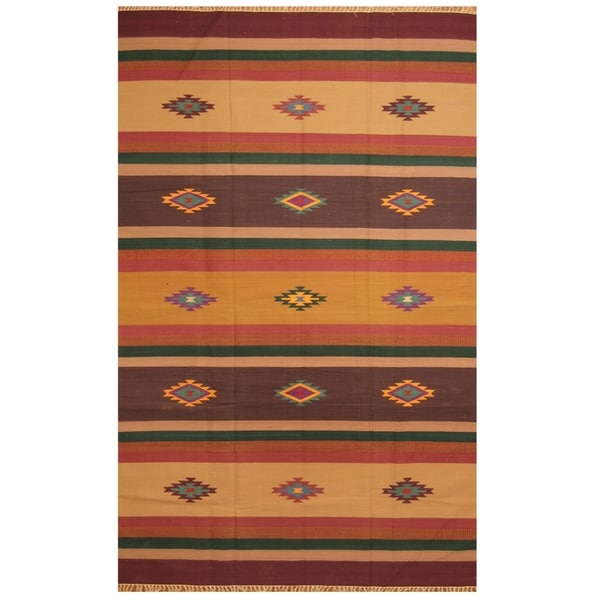 Handmade One-of-a-Kind Wool Kilim (India) - 5'9 x 9'1