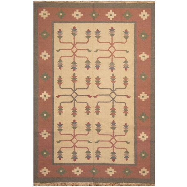 Handmade One-of-a-Kind Wool Kilim (India) - 6'1 x 9'