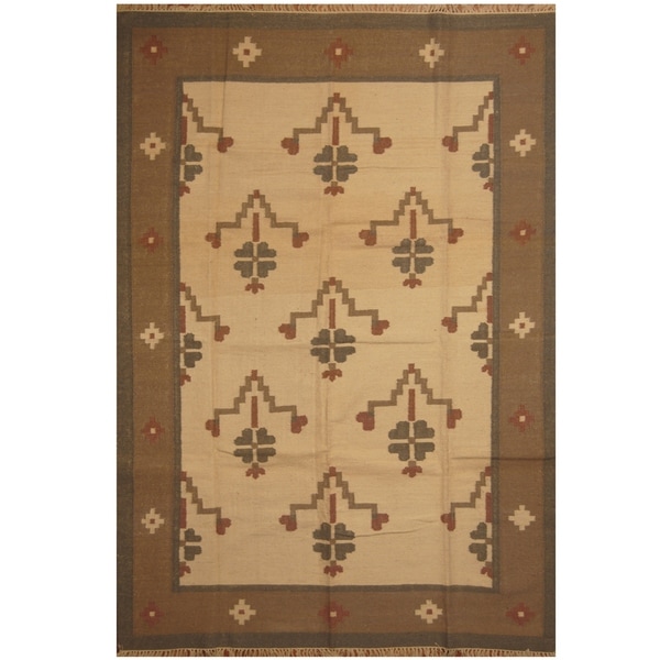 Handmade One-of-a-Kind Wool Kilim (India) - 6'2 x 9'2