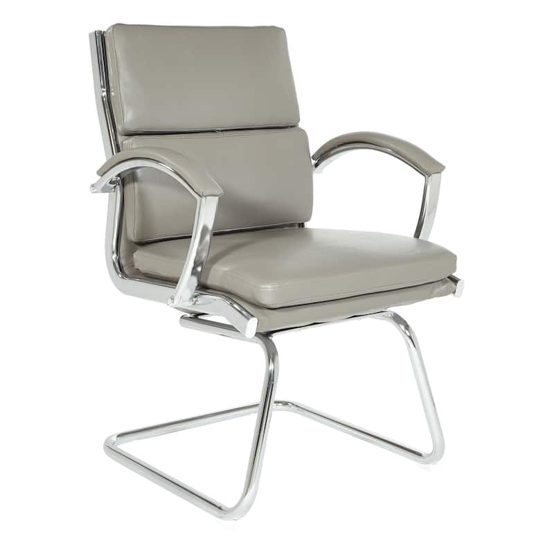 Mid Back Faux Leather Vistor's Chair - Smoke
