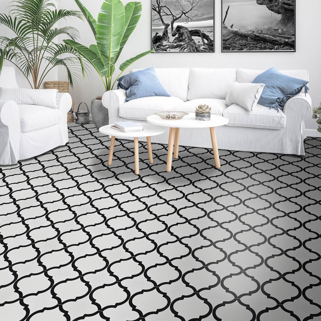 Handmade Lantern in White with Black Tile, Pack of 12 (Morocco)