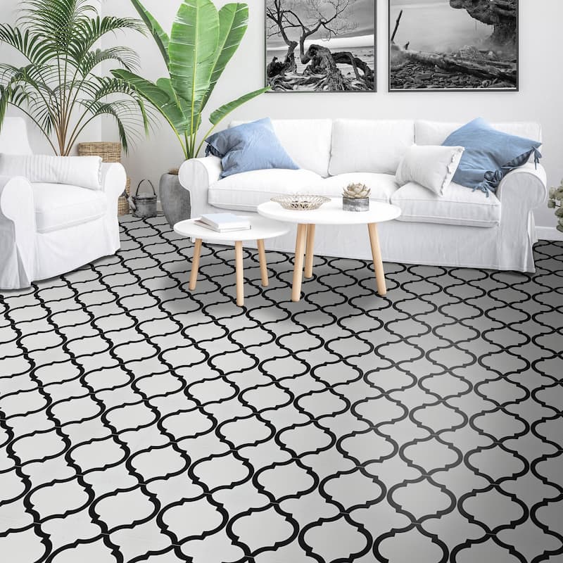 Handmade Lantern in White with Black Tile, Pack of 12 (Morocco)