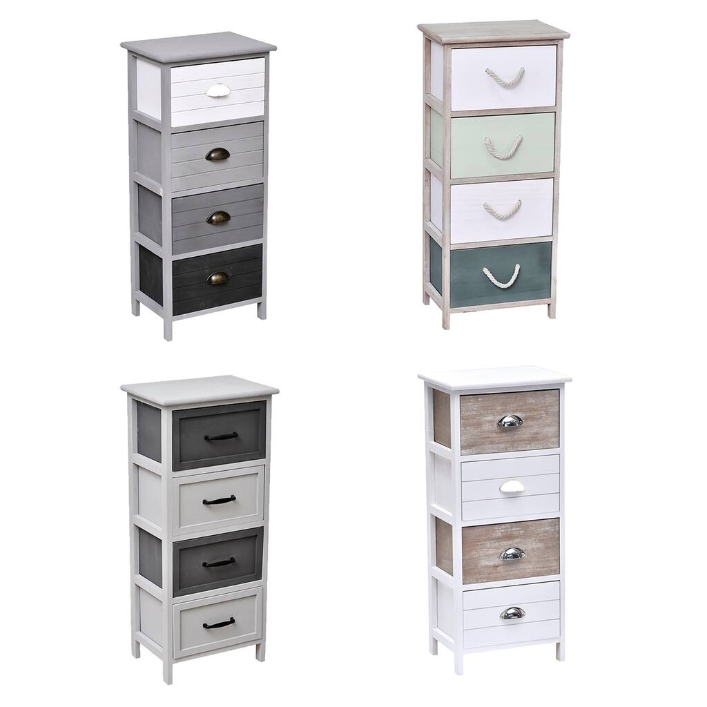 4 Drawers Storage Unit Wood -Metal Handles-