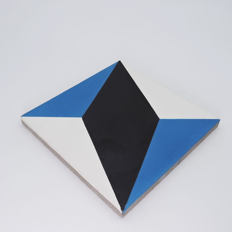 Handmade Diamond in Blue and Black Tile, Pack of 12 (Morocco)