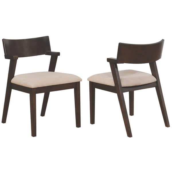 Mid Century Modern Swanky Designe Wood With Light Brown Upholstery Dining Chairs Set Of 2 Set Of 2 On Sale Overstock 28244751