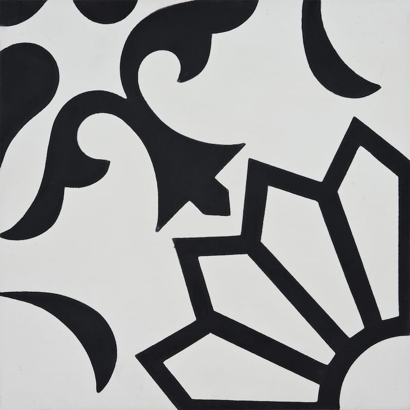 Handmade Taj in White and Black Tile, Pack of 12 (Morocco)