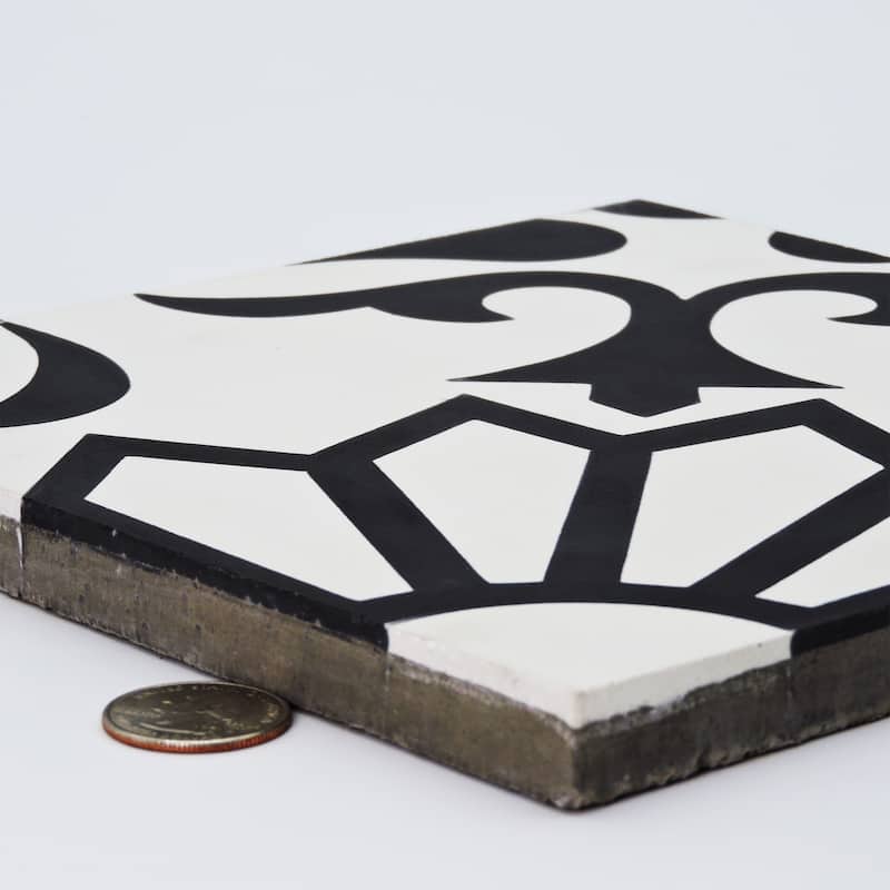 Handmade Taj in White and Black Tile, Pack of 12 (Morocco)