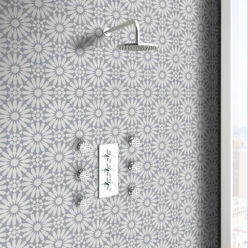 Handmade Alhambra in White and Grey Tile, Pack of 12 (Morocco)