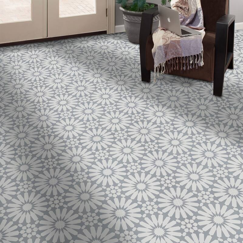 Handmade Alhambra in White and Grey Tile, Pack of 12 (Morocco)