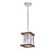 preview thumbnail 3 of 6, Laius Imitation Wood Grain/Chrome 1-light Pendant with Crystals