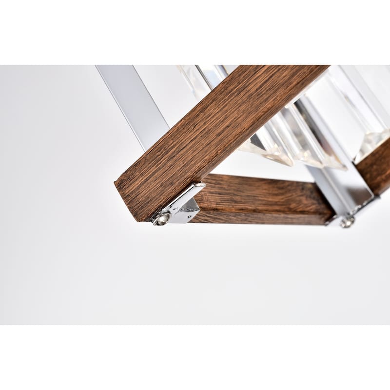 Laius Imitation Wood Grain/Chrome 1-light Pendant with Crystals