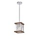 preview thumbnail 2 of 6, Laius Imitation Wood Grain/Chrome 1-light Pendant with Crystals