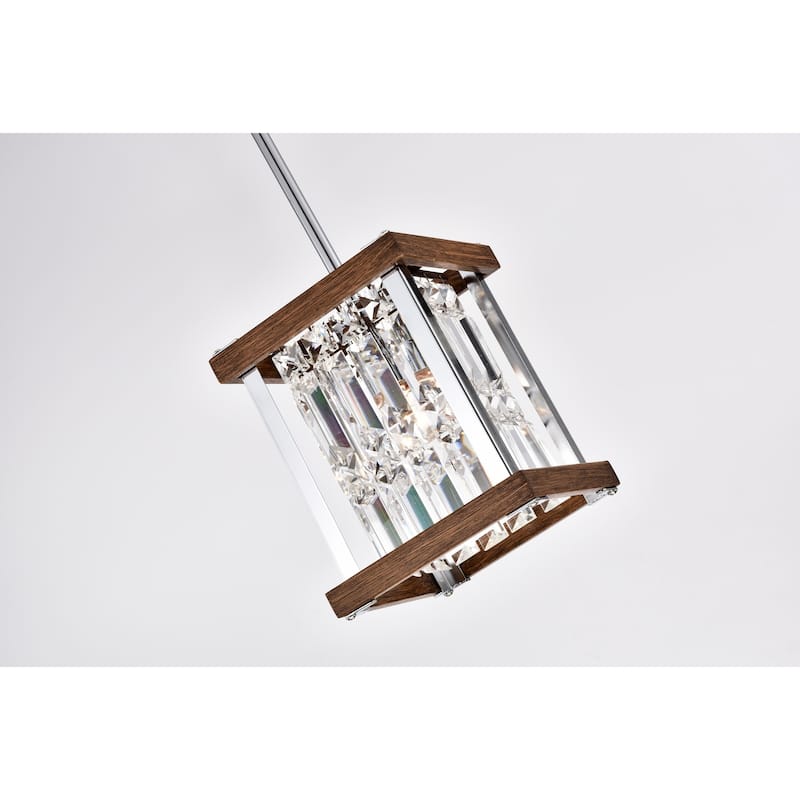 Laius Imitation Wood Grain/Chrome 1-light Pendant with Crystals