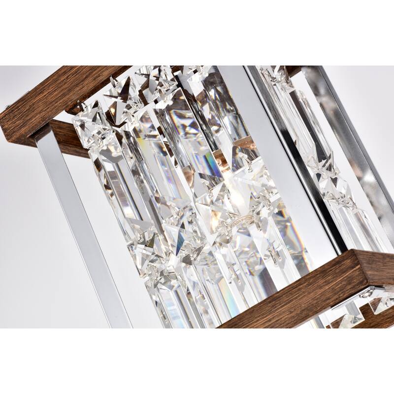 Laius Imitation Wood Grain/Chrome 1-light Pendant with Crystals