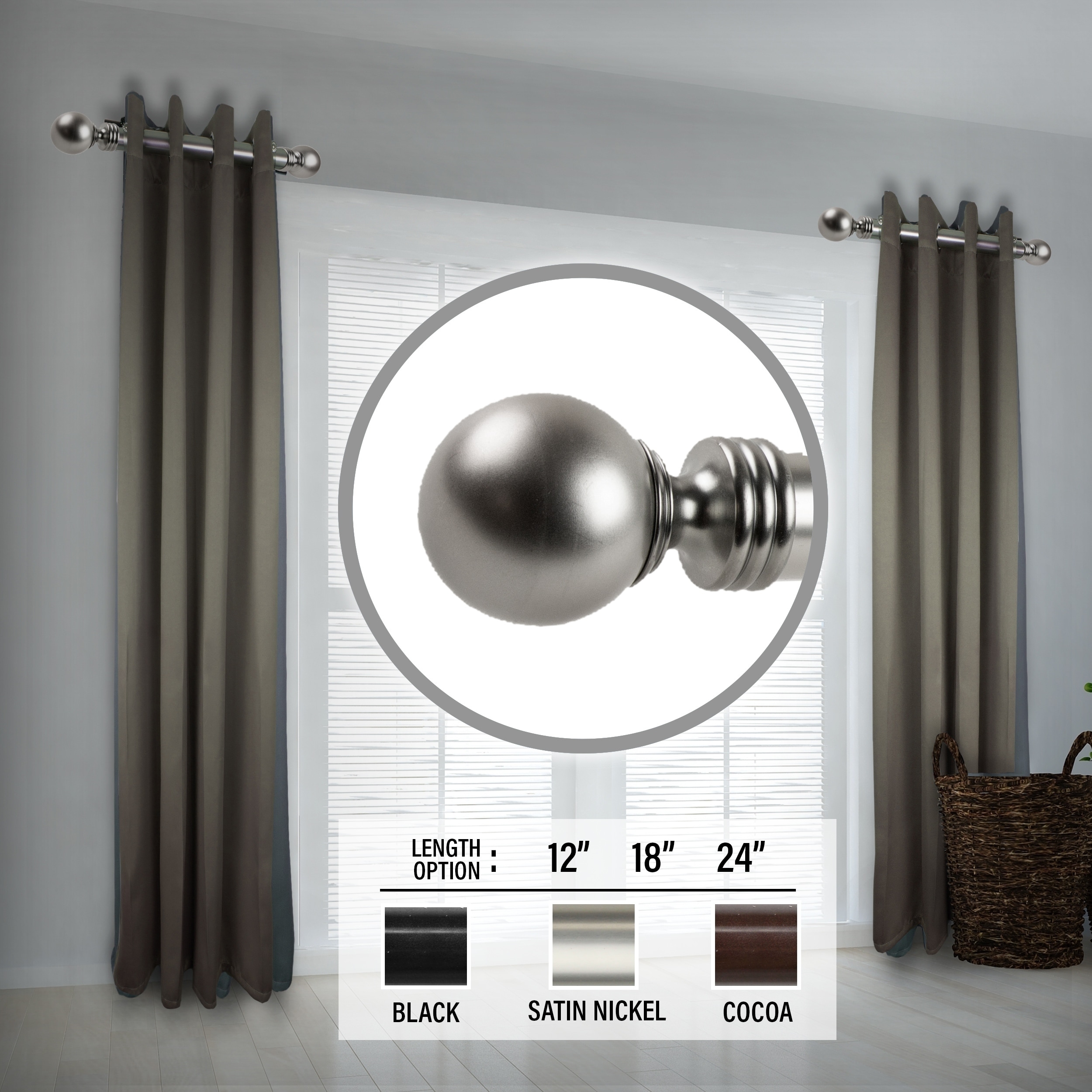 InStyleDesign Sondra 1.5" Side Curtain Rod - Set of 2