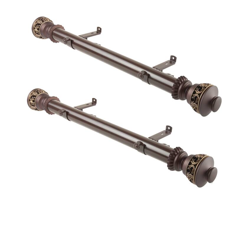 InStyleDesign Scroll 1.5" Side Curtain Rod - Set of 2 - 24 inches - Cocoa
