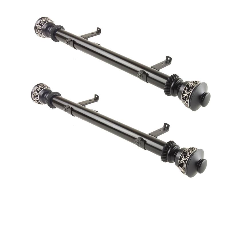 InStyleDesign Scroll 1.5" Side Curtain Rod - Set of 2 - 24 inches - Black