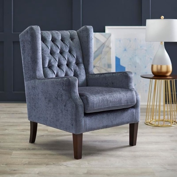 angelo:HOME Harlin Velvet/Wood Wingback Chair