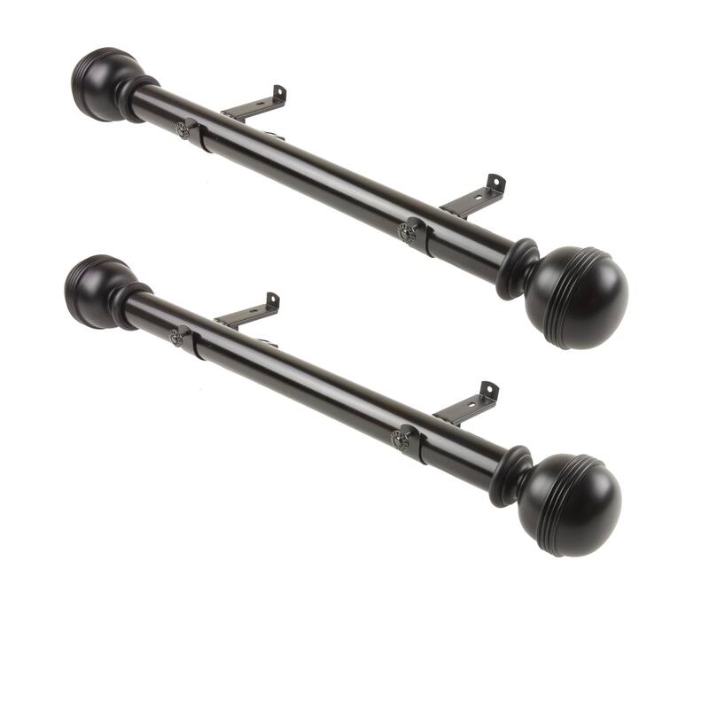 InStyleDesign Jupiter 1.5" Side Curtain Rod - Set of 2 - 18 inches - Black