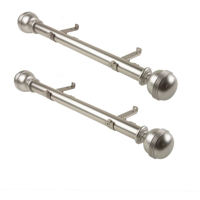 InStyleDesign Jupiter 1.5" Side Curtain Rod - Set of 2 - 18 inches - Satin Nickel