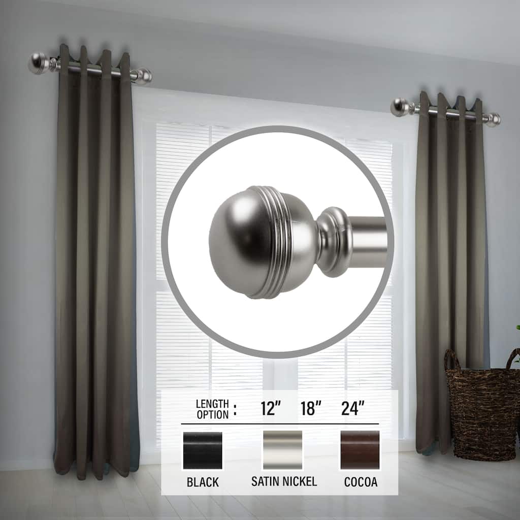 InStyleDesign Jupiter 1.5" Side Curtain Rod - Set of 2