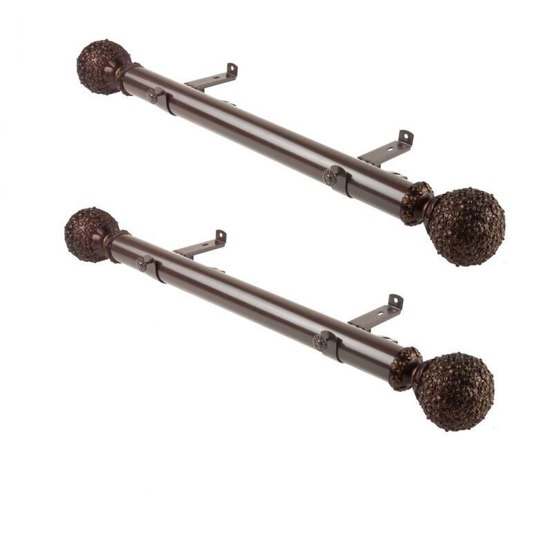 InStyleDesign Eden 1.5" Side Curtain Rod - Set of 2 - 24 inches - Cocoa