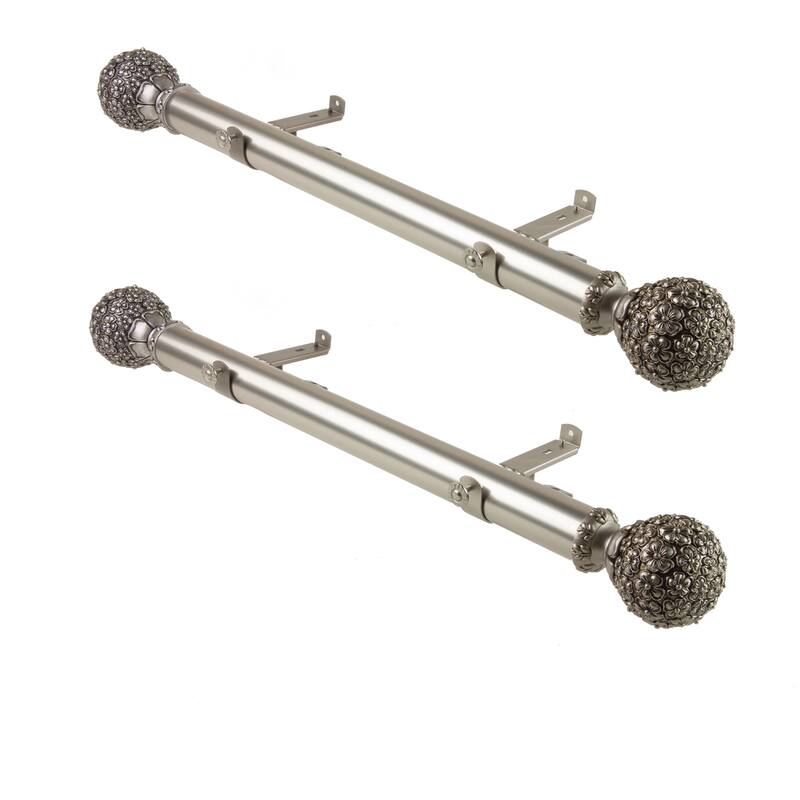 InStyleDesign Eden 1.5" Side Curtain Rod - Set of 2 - 18 inches - Satin Nickel