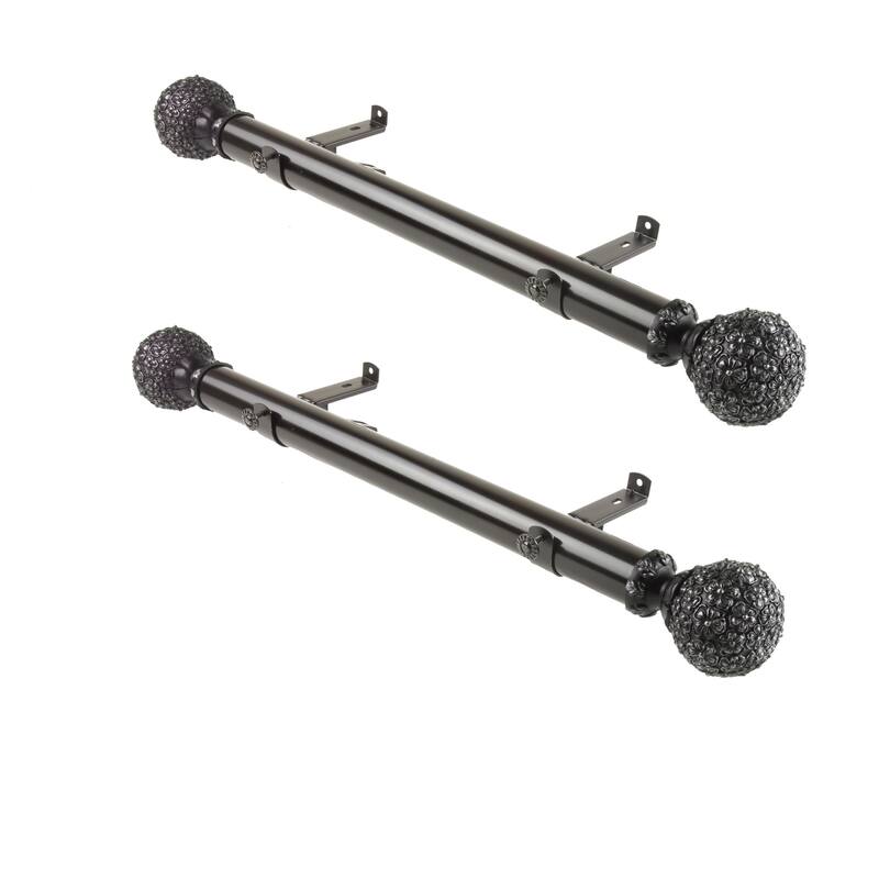InStyleDesign Eden 1.5" Side Curtain Rod - Set of 2 - 18 inches - Black
