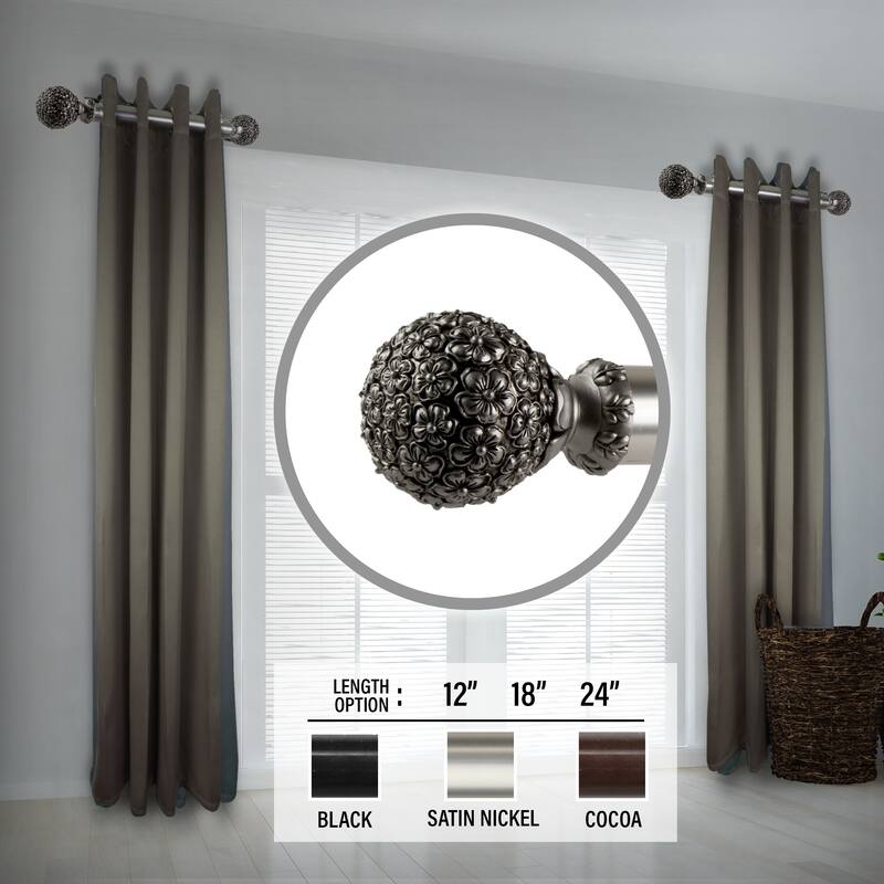 InStyleDesign Eden 1.5" Side Curtain Rod - Set of 2