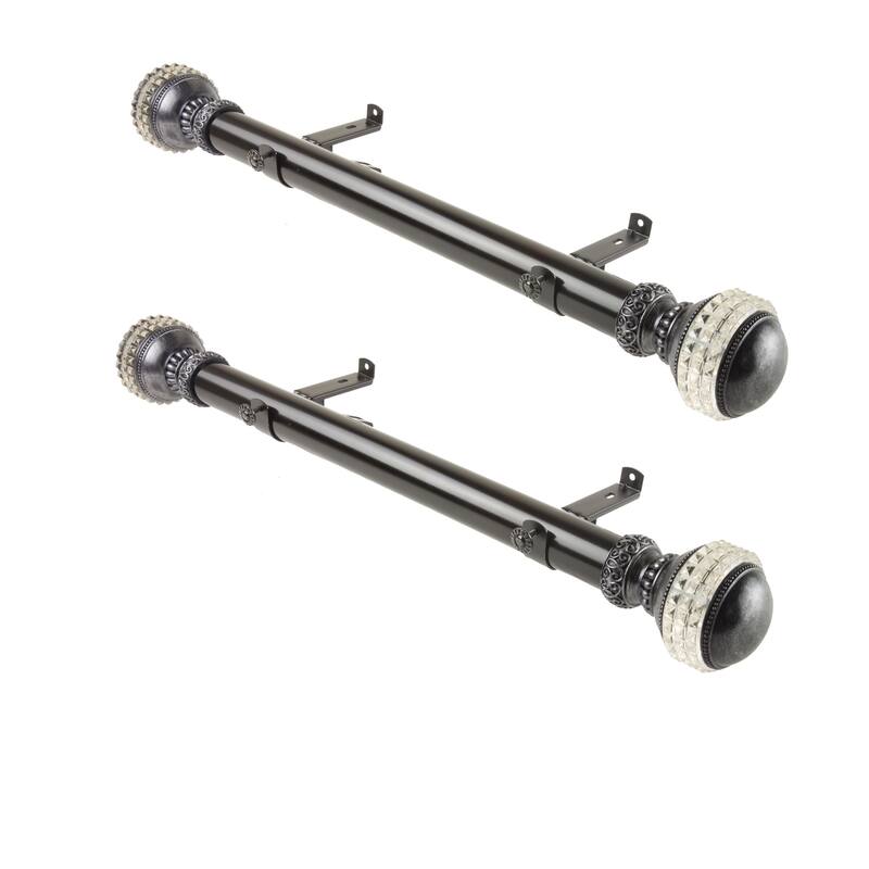 InStyleDesign Mystic 1.5" Side Curtain Rod - Set of 2 - 18 inches - Black