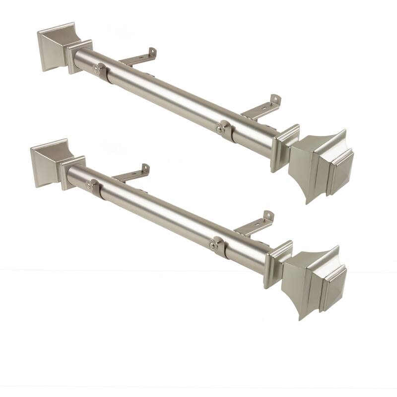 InStyleDesign Schubert 1.5" Side Curtain Rod - Set of 2 - 24 inches - Satin Nickel
