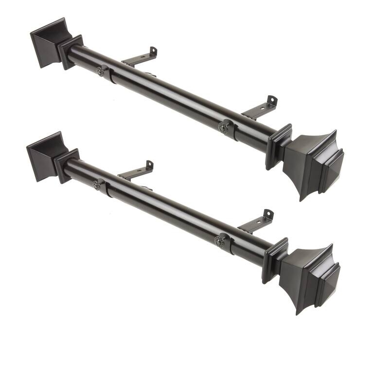 InStyleDesign Schubert 1.5" Side Curtain Rod - Set of 2 - 24 inches - Black