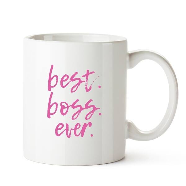 Best Boss Ever Pink Design Ceramic White Coffee Mug - Overstock - 28245377