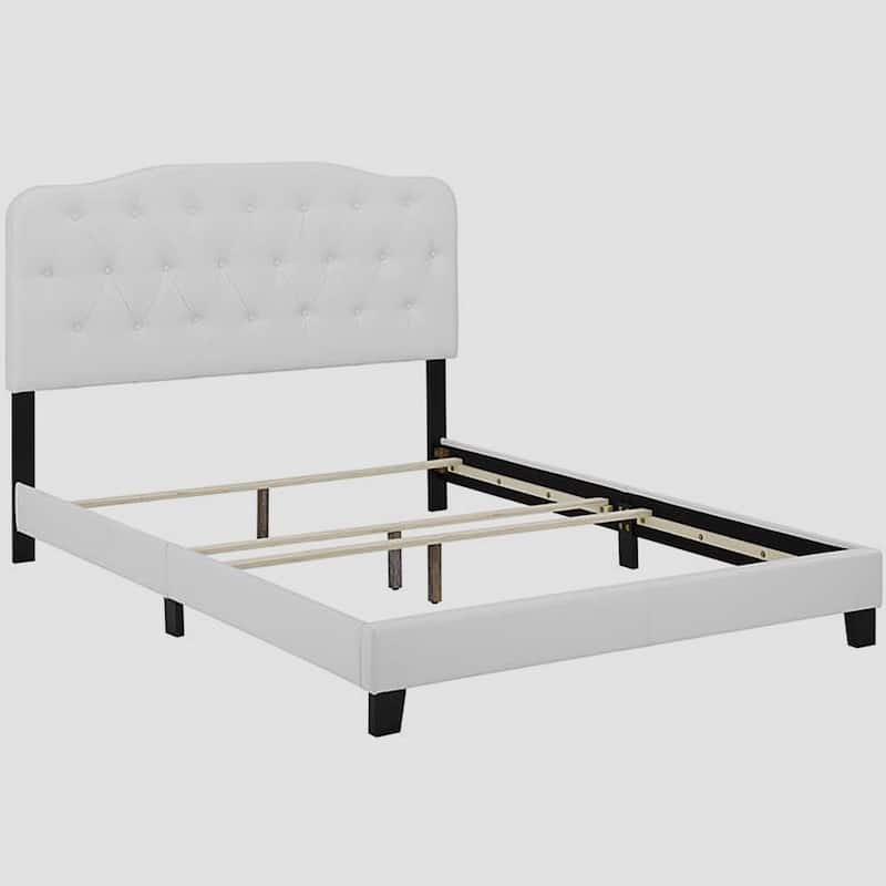 Dayton King Leather Platform Bed with Button Tufted Headboard