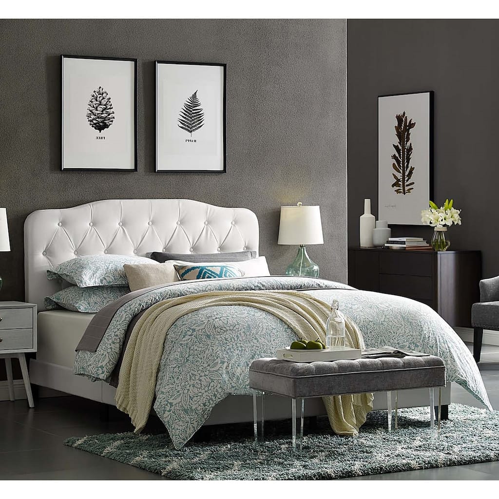 Dayton King Leather Platform Bed with Button Tufted Headboard