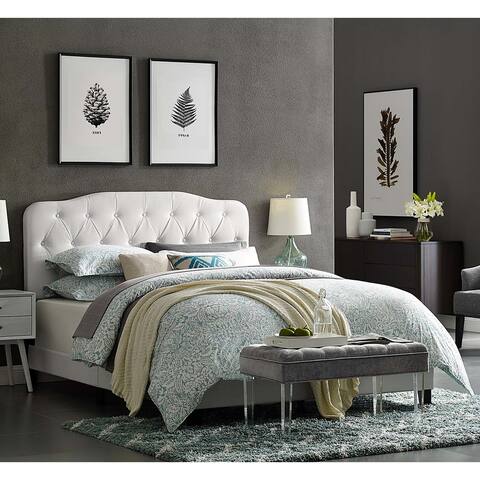 Dayton King Leather Platform Bed with Button Tufted Headboard