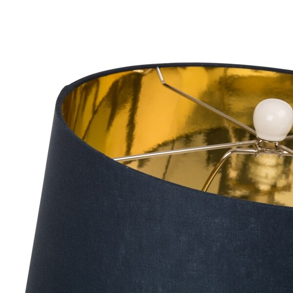 navy blue and gold lamp