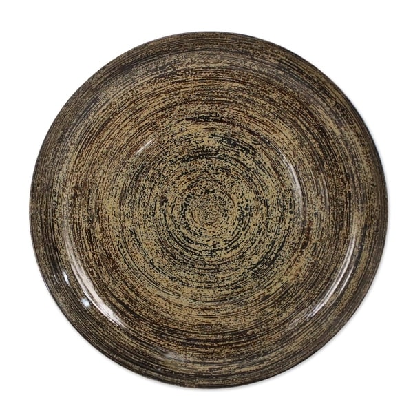Handmade The Earth Pulsates Lacquered bamboo plate(Thailand)