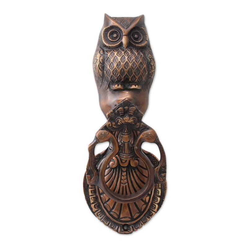 Handmade Owl Arrival Brass door knocker(India)