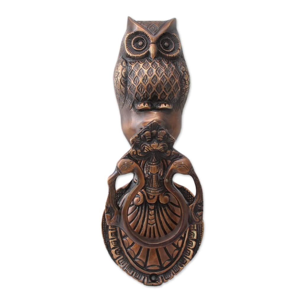 Handmade Owl Arrival Brass door knocker(India)