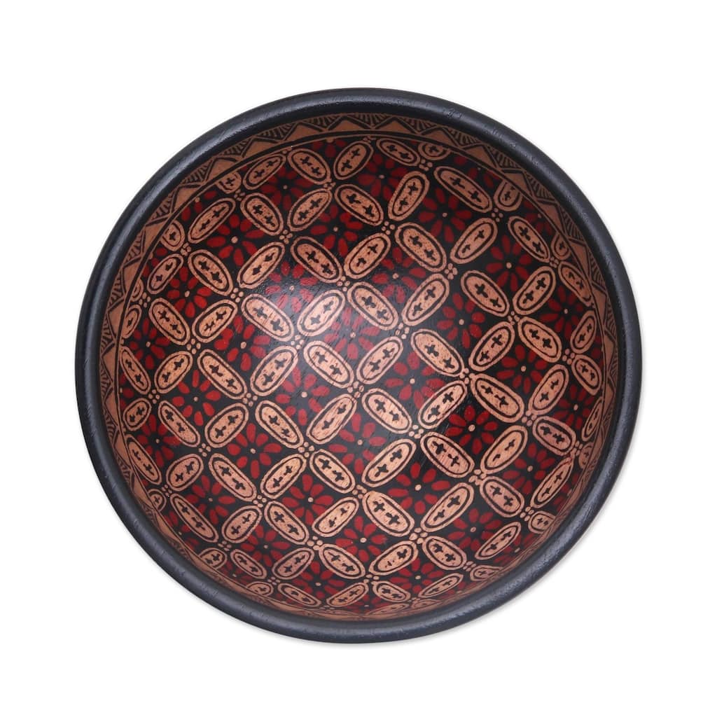 NOVICA Handmade Truntum Parade Batik wood decorative bowl(Indonesia)
