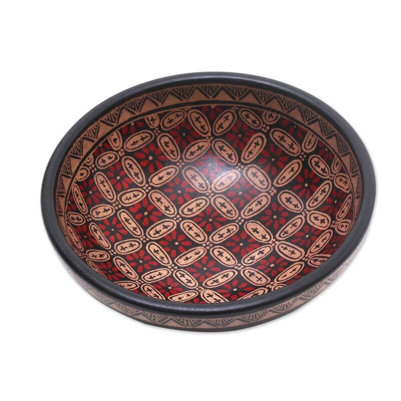 NOVICA Handmade Truntum Parade Batik wood decorative bowl(Indonesia)