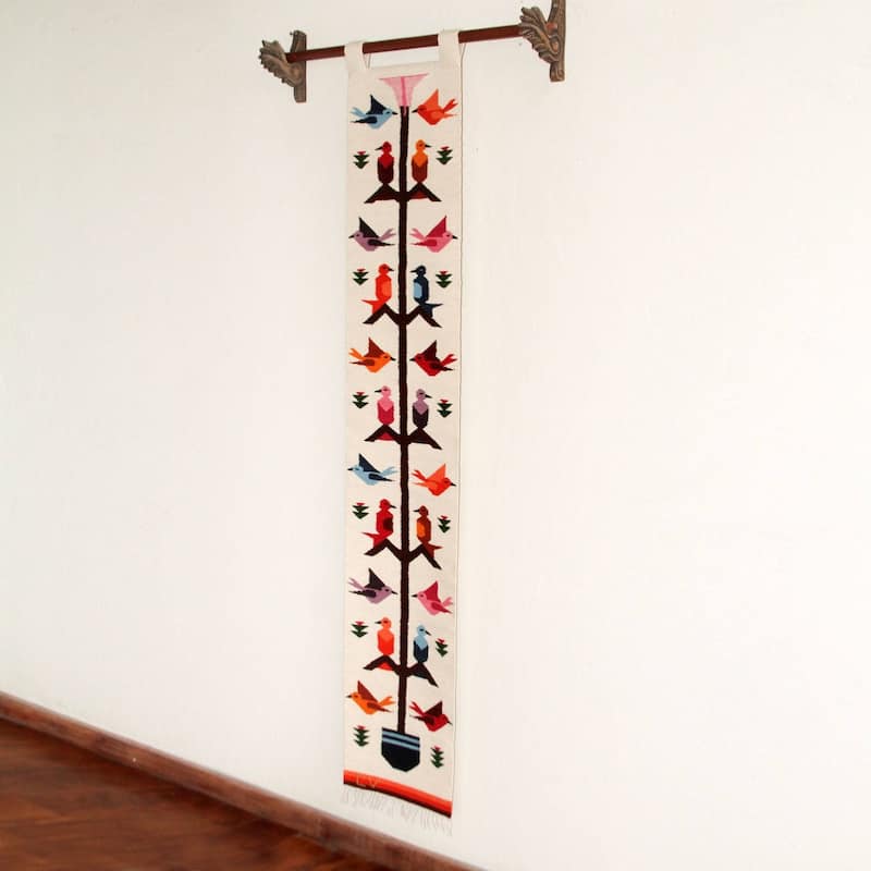 Handmade Swallows Come Home Wool tapestry (Peru)