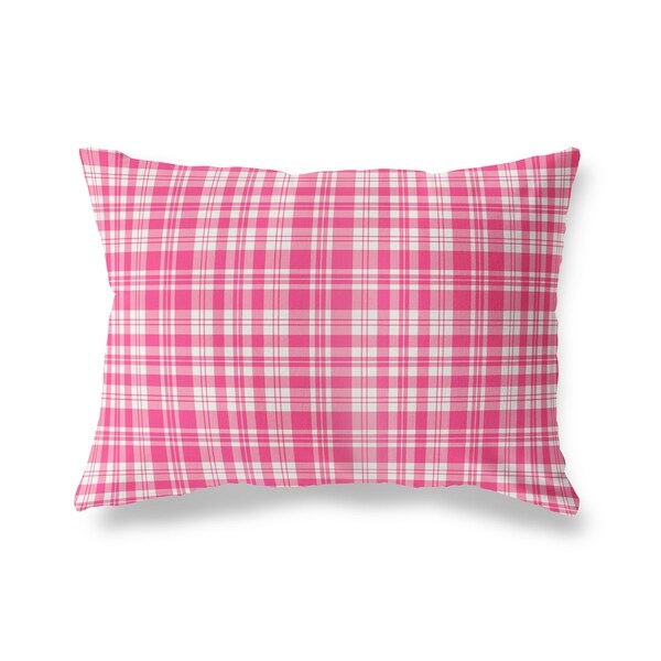 PLAYFUL PLAID PINK Lumbar Pillow By Kavka Designs