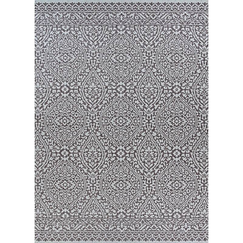 Porch & Den Joelle Coral and Grey Floral Pattern Indoor/Outdoor Reversible Area Rug