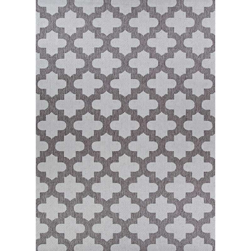 Duplicity Mosaic Blue & Gray Indoor/Outdoor Reversible Area Rug
