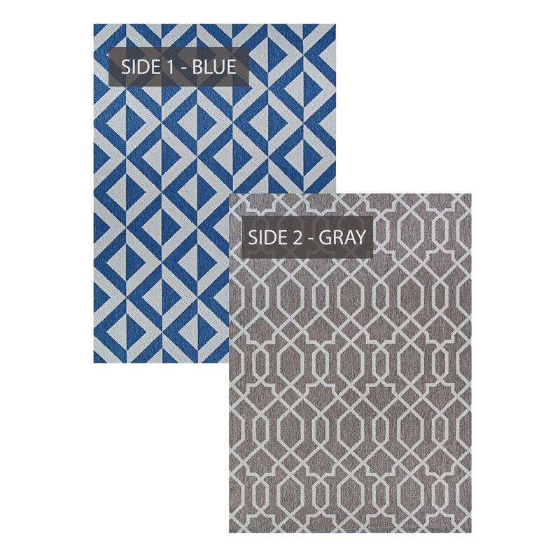 Duplicity Promenade Blue & Gray Indoor/Outdoor Reversible Area Rug