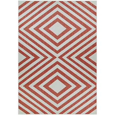 Porch & Den Johansen Geometric Coral and Grey Indoor/Outdoor Reversible Area Rug