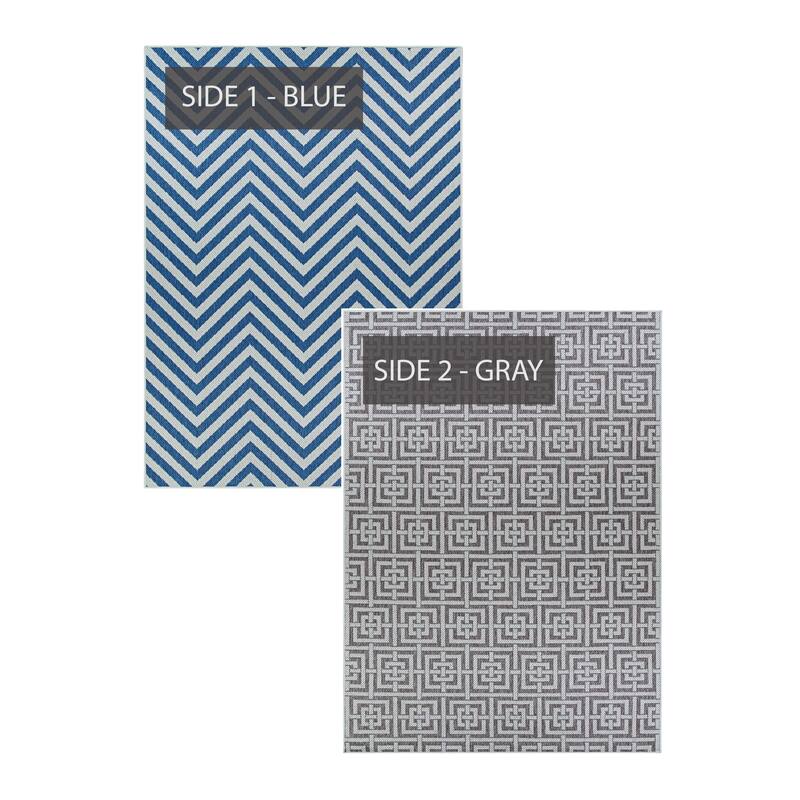 Duplicity Harbour Blue & Gray Indoor/Outdoor Area Rug